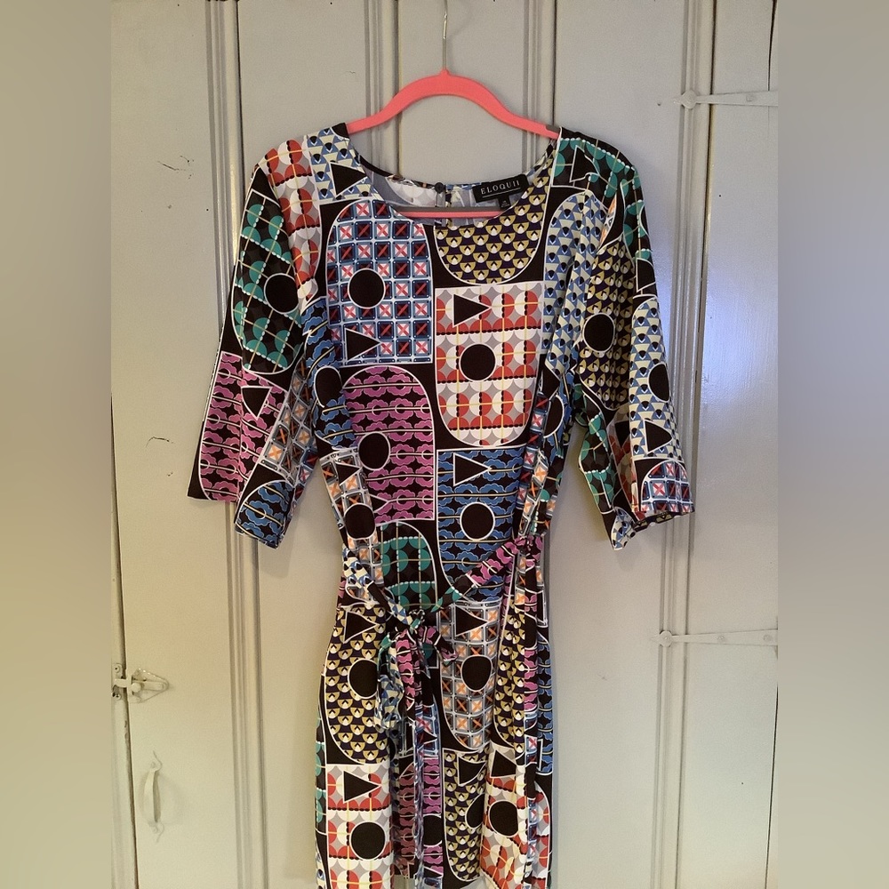 Eloquii Abstract/Geometric Pattern Short Sleeve D… - image 1